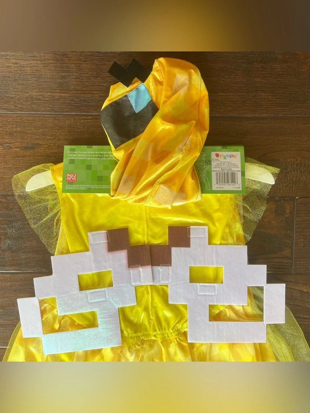 Disguise Minecraft Bee Girls Yellow Dress Costume with Brown Accents - Picture 5 of 6